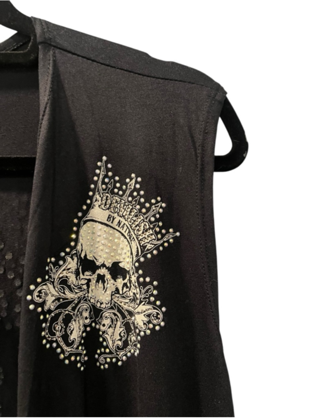 Devilish By Nature NWT Y2K Rhinestone Skull Fringe Vest Size 2XL/3XL Mall Goth - Picture 3 of 8